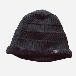 Black beanie with faux fur lining brand womsky winter hat skiing snowboarding